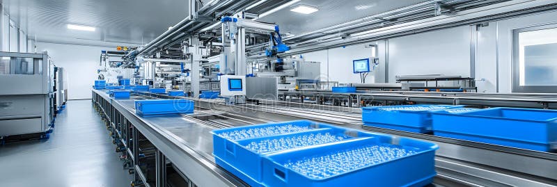 Modern Industrial Production Line Setting vector illustration