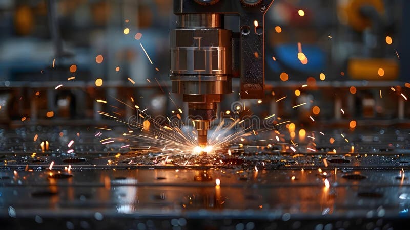 Modern industrial technology Abstract background of welding sparks and laser engraving. Concept vector illustration