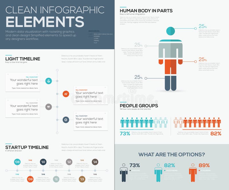 Modern infographic data visualization with people and timelines vector illustration