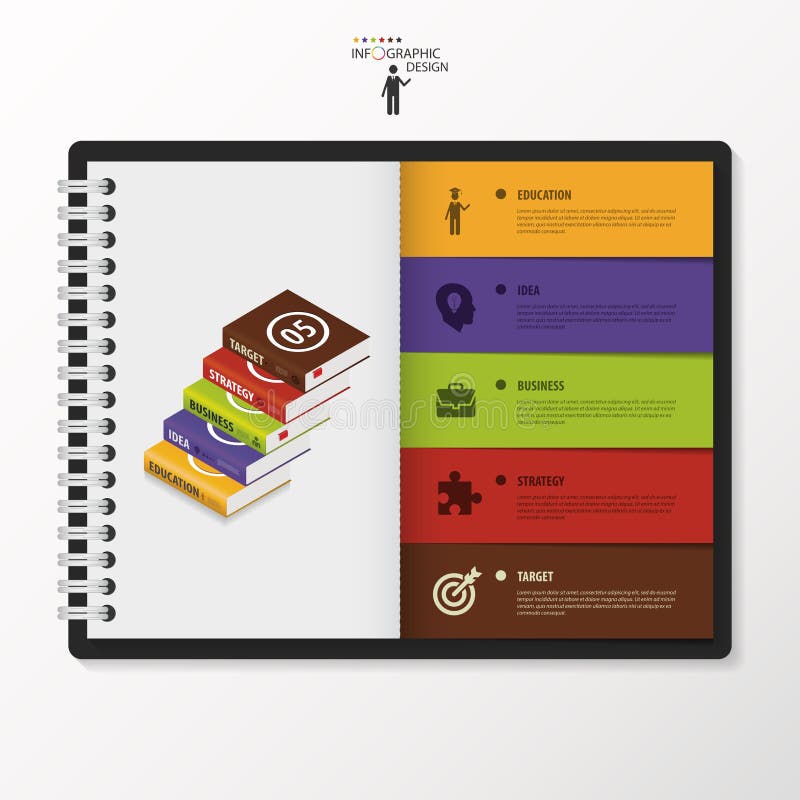 Modern Infographic options in diary. Business concept with books.