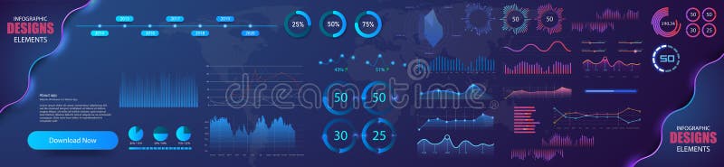 Modern modern infographic vector template with statistics graphs and finance charts. Diagram template and chart graph