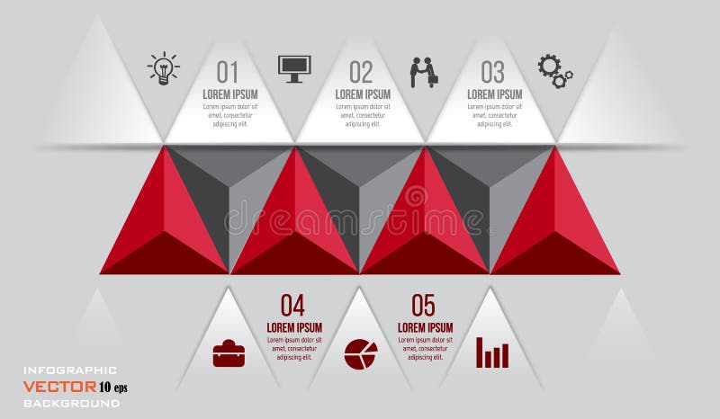 Infografias opciones formato publicitario destinado principalmente a su uso en sitios web triangulos sobre el gris.