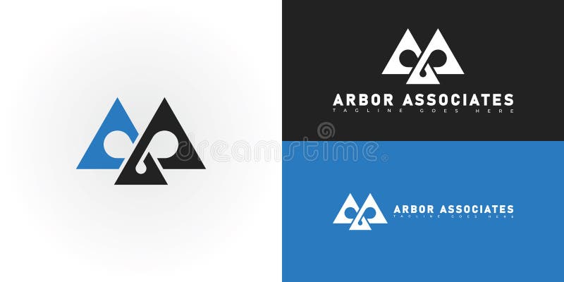 Modern inledande triangelvektorbokstav a eller en logotyp i blåsvart färg isolerad på flera bakgrundsfärger. royaltyfri illustrationer