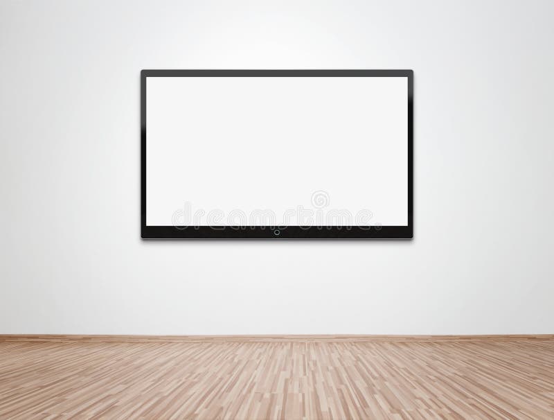 Blank flat screen TV at the wall with clipping path for the screen. Blank flat screen TV at the wall with clipping path for the screen