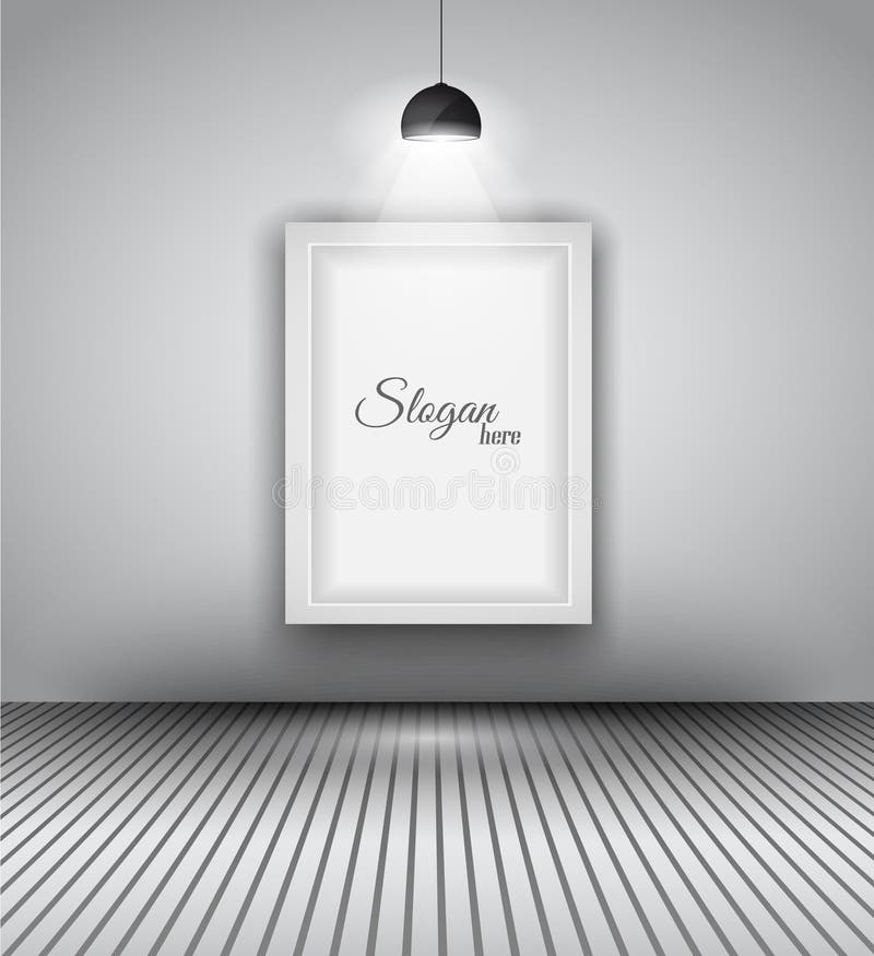 Modern Interior Art Gallery Frame Design with Spotlights. Stock