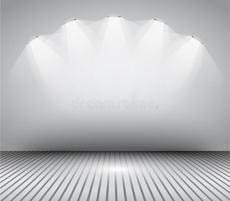 Modern Interior Art Gallery Frame Design with Spotlights. Stock