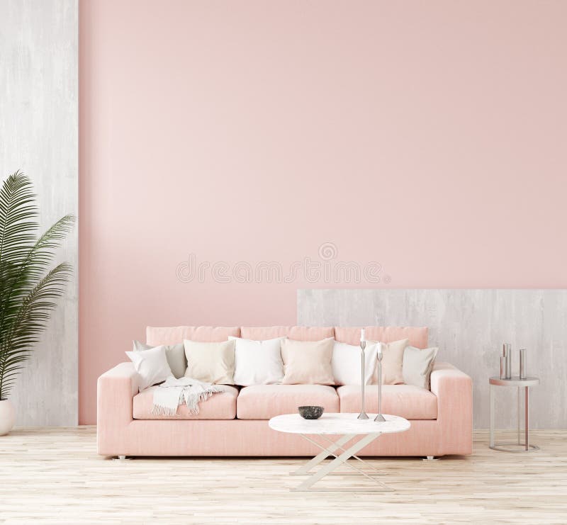 Modern interior background, wall mock up, 3d render