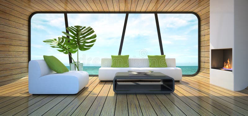 Modern interior of the beach house vector illustration Modern interior of the beach house vector illustration