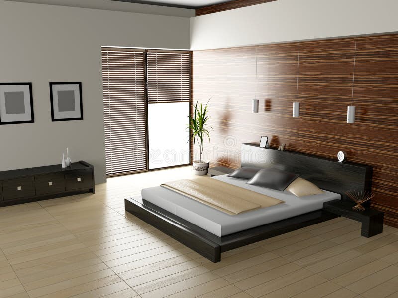 Modern interior of a bedroom room