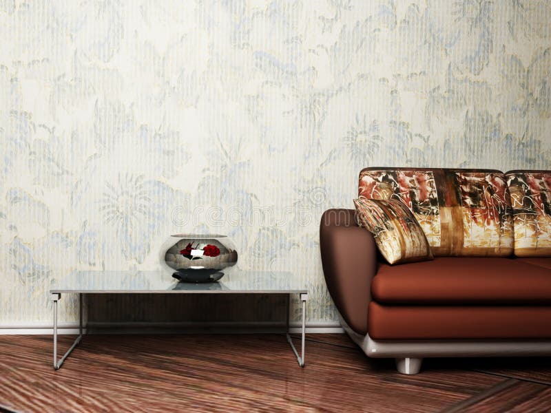 Modern interior design of living room stock illustration