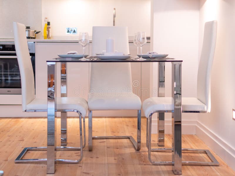 Modern Interior of a Kitchen with Chairs and Table Stock Image Image
