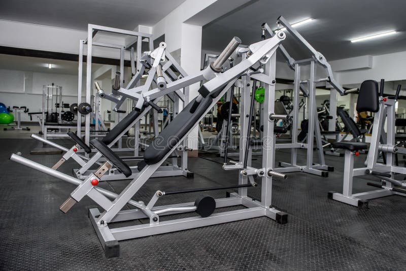 Modern Interior of Light Gym with Different Equipment Stock Image