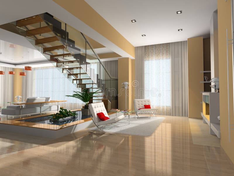 Modern interior of the room stock photos