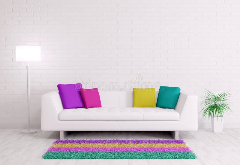 Modern interior with sofa 3d render