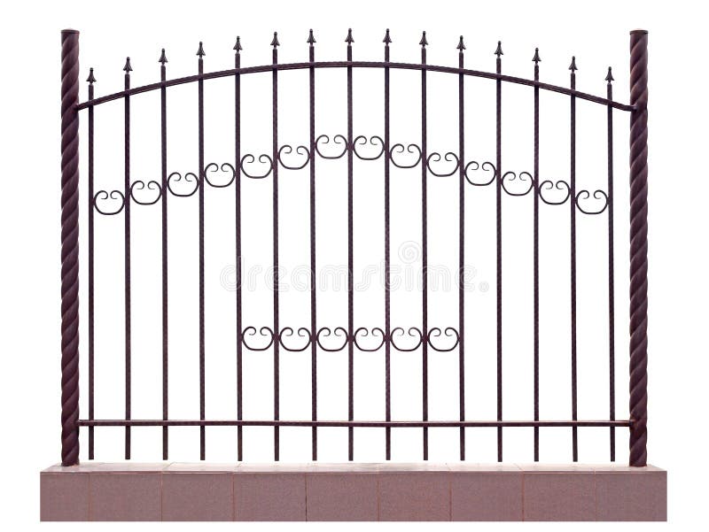 Modern iron fence with pillar stock photos