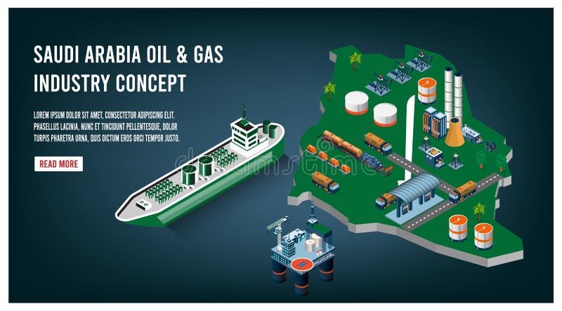Modern isometric of Saudi Arabia oil and gas industry concept royalty free illustration Modern isometric of Saudi Arabia oil and gas industry concept royalty free illustration