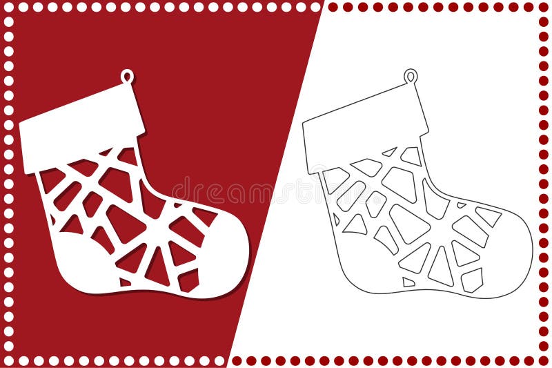 Modern julsocka Nytt års leksak för laser-klipp också vektor för coreldrawillustration stock illustrationer Modern julsocka Nytt års leksak för laser-klipp också vektor för coreldrawillustration stock illustrationer