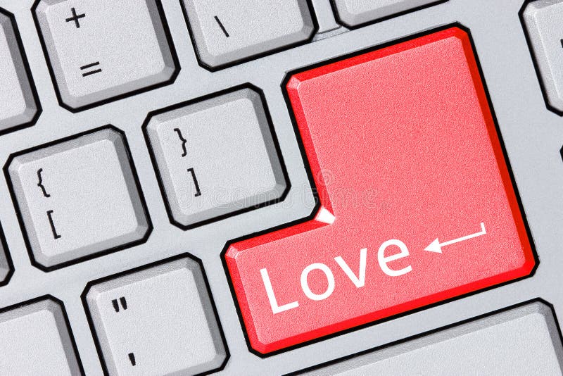 Computer Keyboard With Love Key Stock Image Image of background