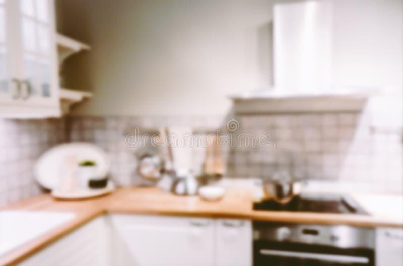 Modern Kitchen Blurred Background Stock Photo Image of food, blurry