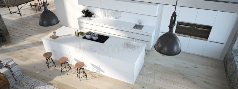 The modern kitchen. 3d rendering vector illustration The modern kitchen. 3d rendering vector illustration