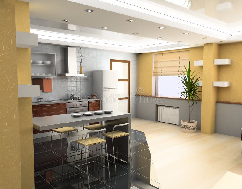 Modern kitchen interior stock image