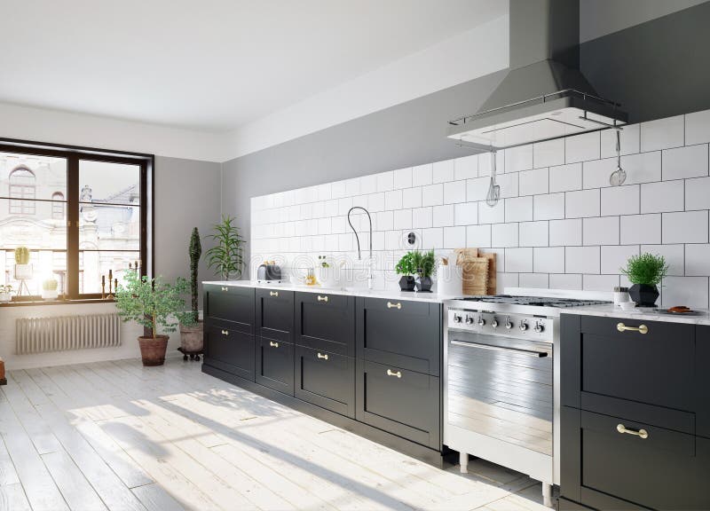 Modern kitchen interior. stock illustration