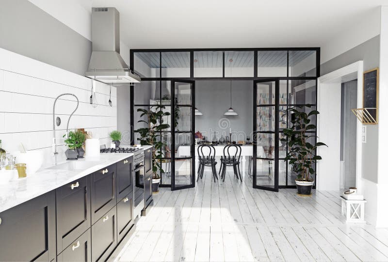 Modern kitchen interior. stock illustration