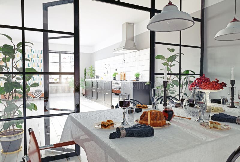 Modern kitchen interior. royalty free illustration