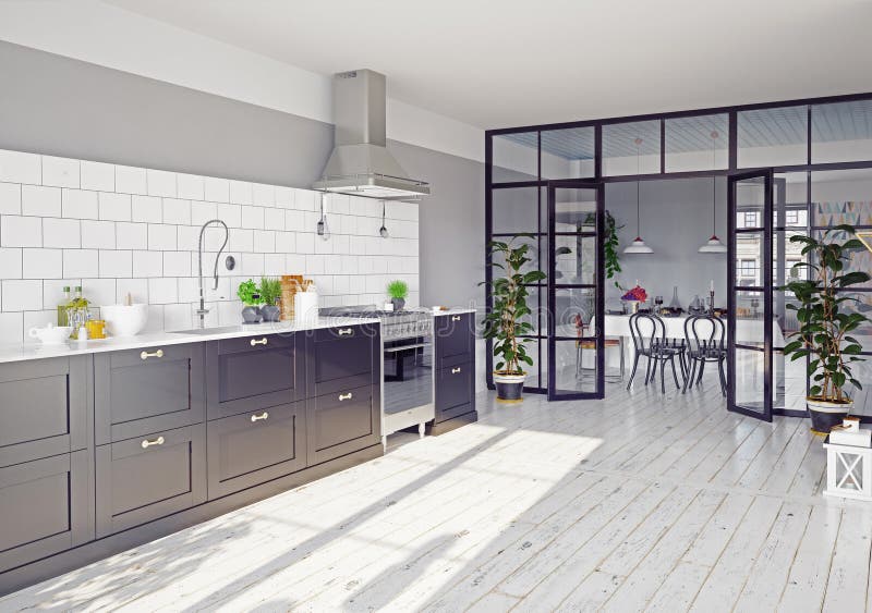 Modern kitchen interior. royalty free illustration