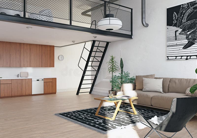 Modern kitchen interior royalty free illustration