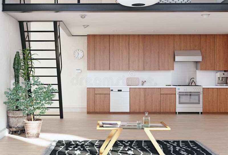 Modern kitchen interior royalty free illustration