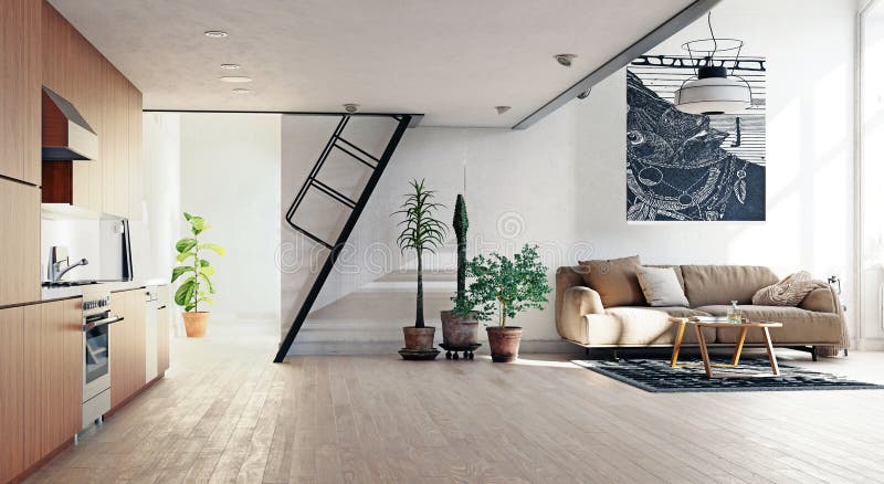 Modern kitchen interior royalty free illustration