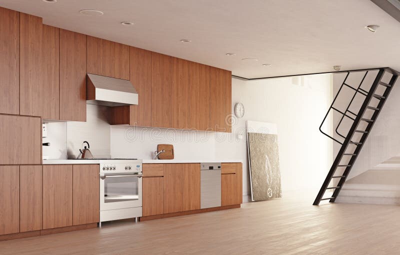 Modern kitchen interior vector illustration