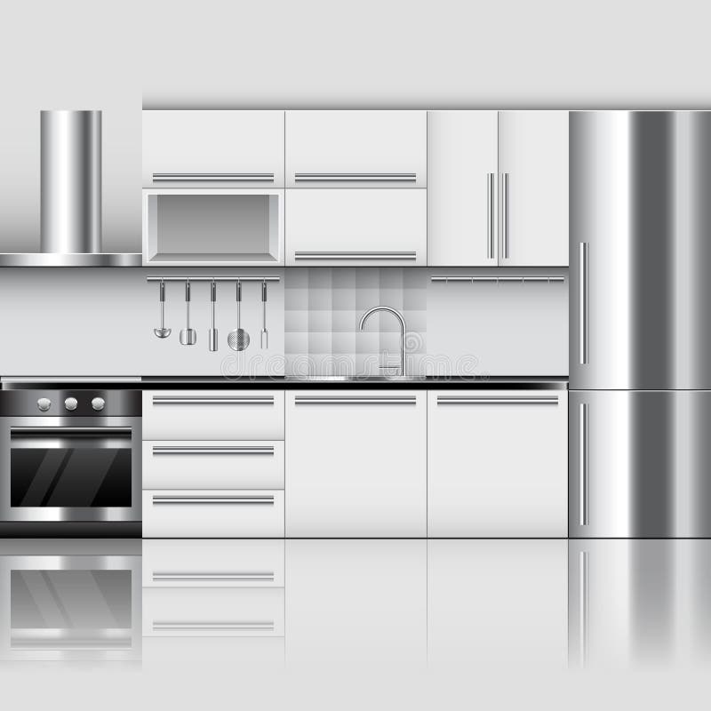 Modern kitchen interior vector background stock illustration Modern kitchen interior vector background stock illustration