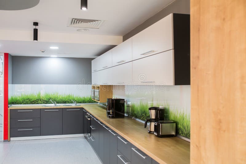 Modern Kitchen in Office Building Stock Photo Image of counter