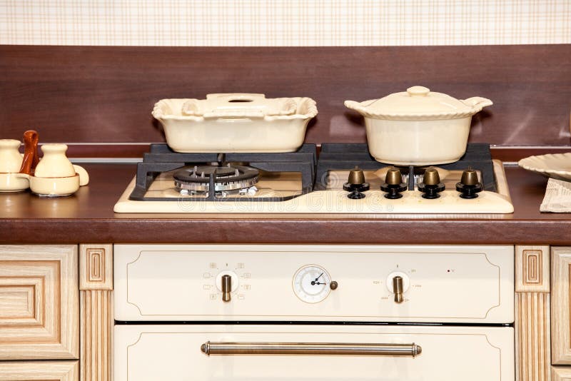 Modern kitchen and stove stock image. Image of kitchen 71712405