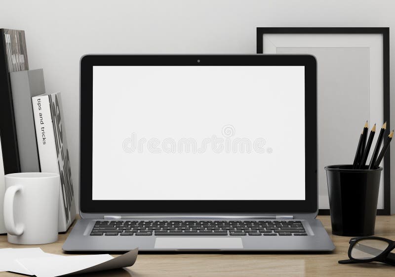 Modern lap top template mock up background, template design