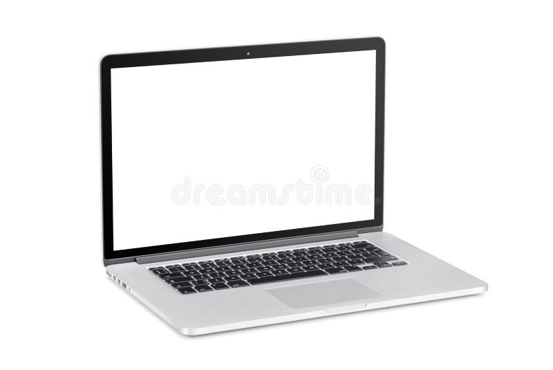 Modern laptop with blank screen stock images