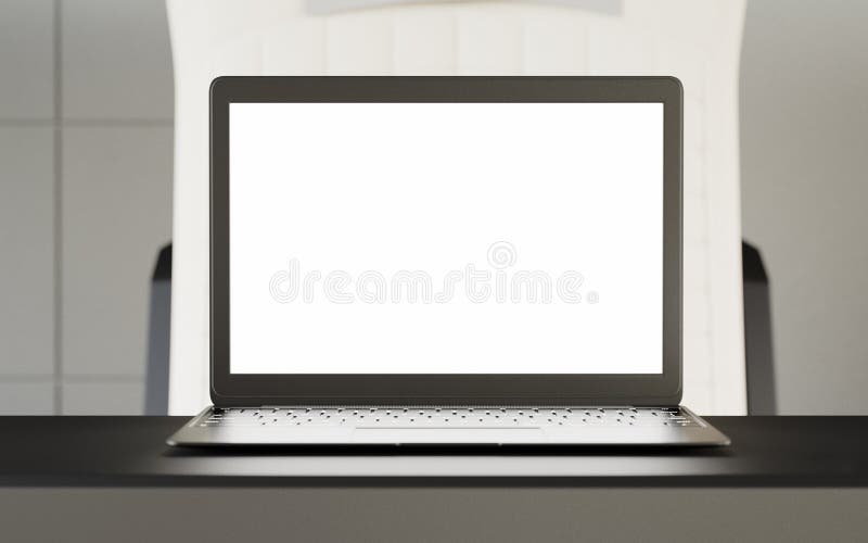 Modern Laptop Blank Screen Table Inside Interior First Class Cabin Fast Speed Train.Empty Window Generic Design Notebook royalty free illustration Modern Laptop Blank Screen Table Inside Interior First Class Cabin Fast Speed Train.Empty Window Generic Design Notebook royalty free illustration