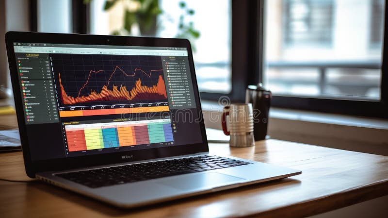 Modern laptop computer office vector illustration