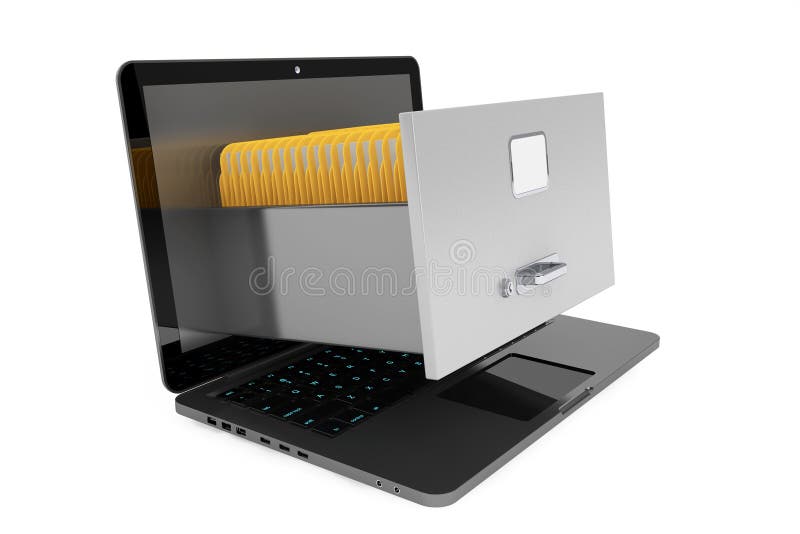 Modern laptop with file cabinet