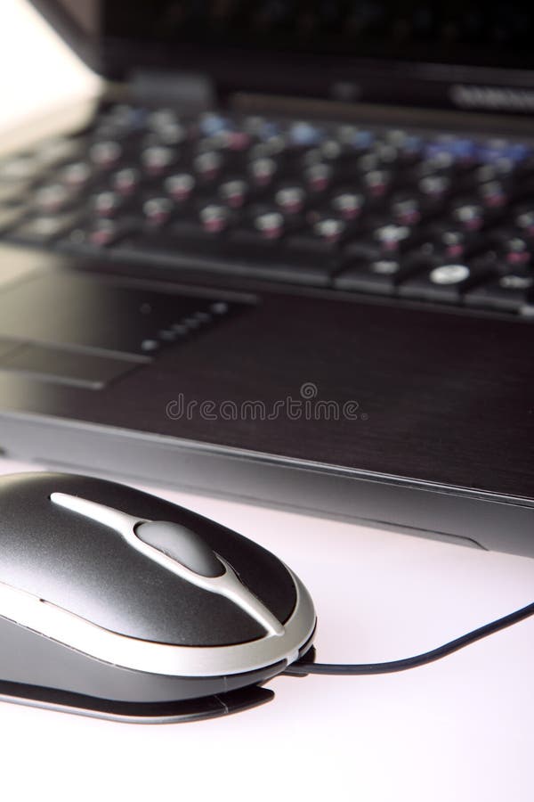 Modern laptop and mouse