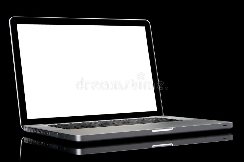 New Laptop with White Screen on a Black Background Stock Image Image