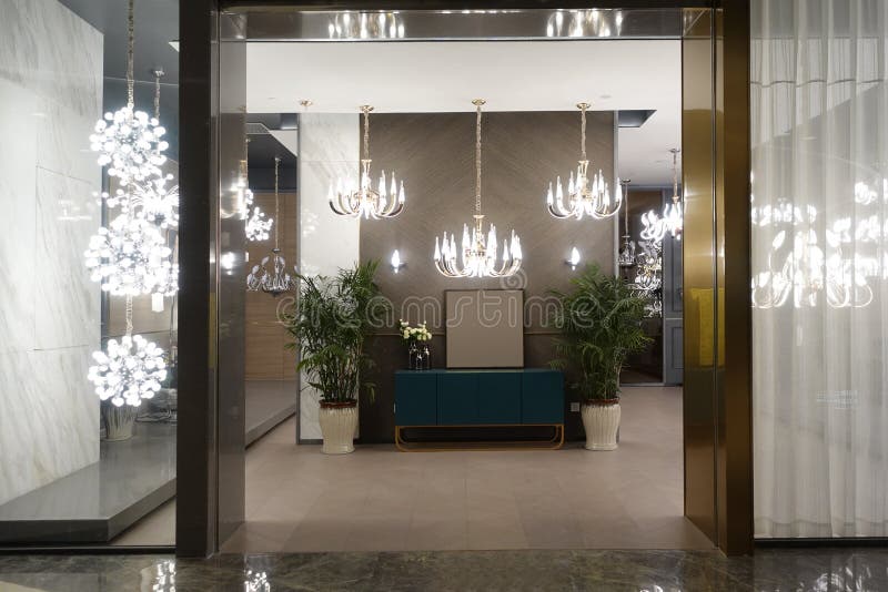 Modern Led Lamp in Lighting Showroom Stock Image Image of downlight