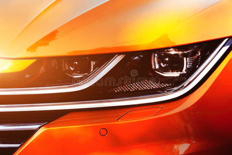 Modern Lens Headlight on the Car. Car Light Stock Image Image of gray