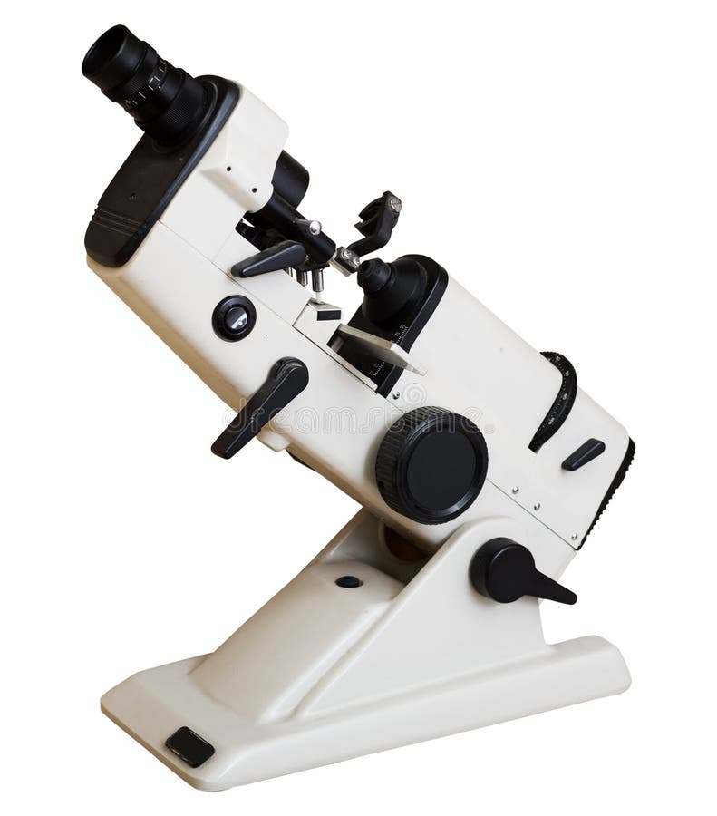 Modern Lensmeter, or Lensometer, Isolated on White Stock Photo Image