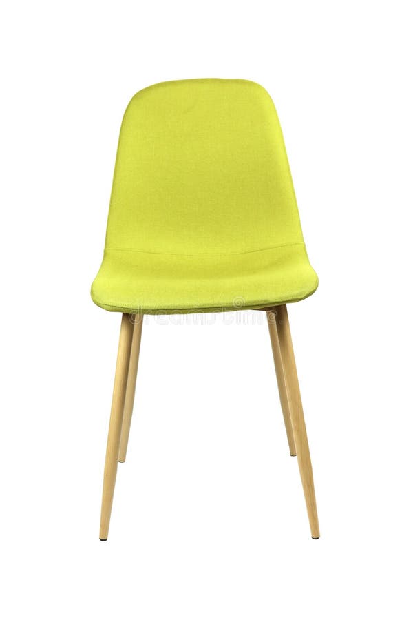 Modern Light Green Chair Isolated on White, Front View, Interior Design