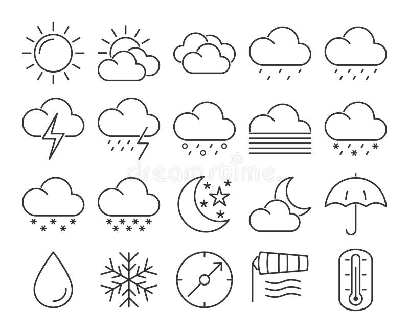 Weather icons set stock vector. Illustration of cloud - 98192838