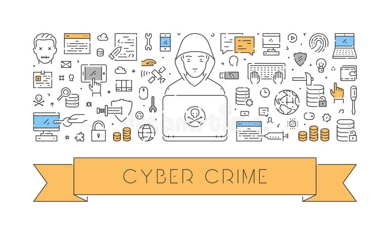 Modern Line Web Banner for Cyber Crime Stock Illustration ...