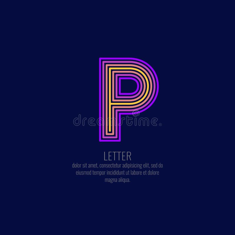 Modern Linear Logo and Sign the Letter P. Stock Vector Illustration